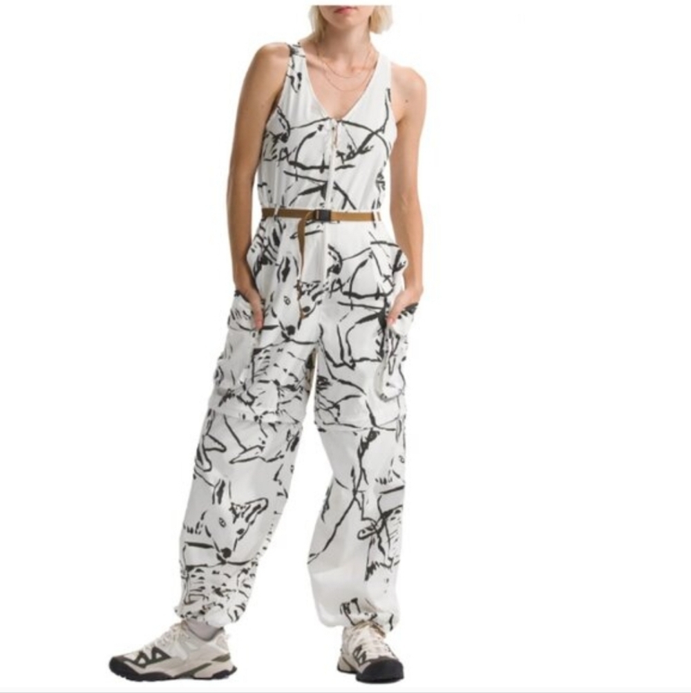 North Face Class V Pathfinder One-Piece Jumpsuit Romper in White Dune Coyote SzL